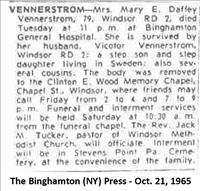 Vennerstrom, Mrs. Mary (Daffey)(Obituary)